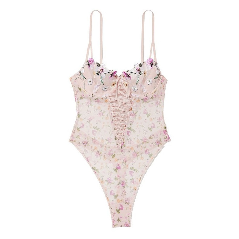 NWOT Victoria's Secret Wicked Unlined Balconette Teddy in Spring Bouquet